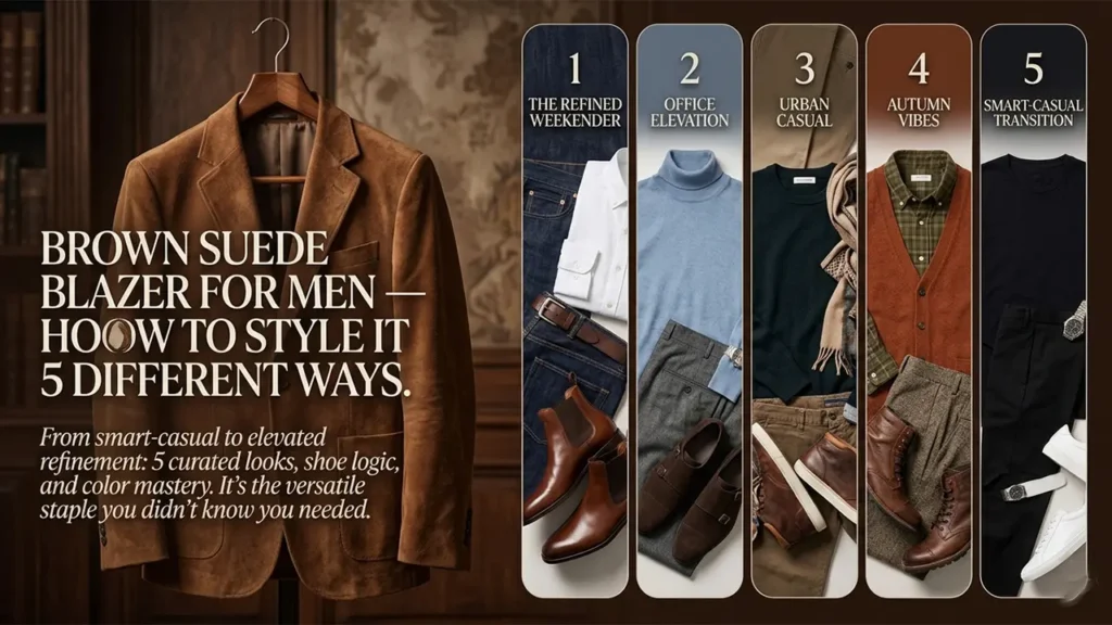 Brown Suede Blazer for Men — How to Style It 5 Different Ways