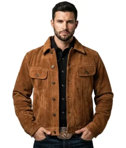 Classic Brown Suede Trucker Jacket
