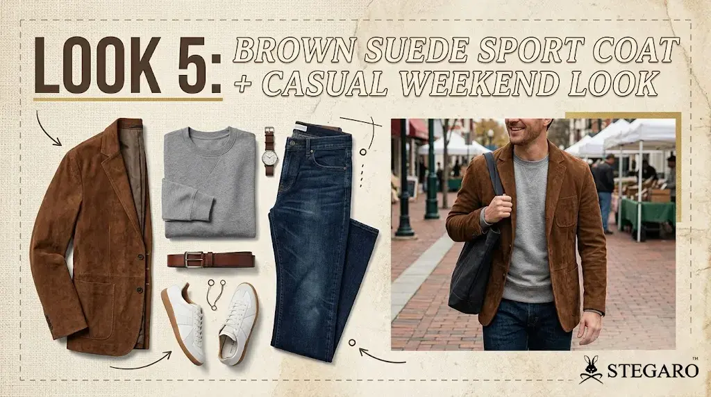Look 5: Brown Suede Sport Coat + Casual Weekend Look