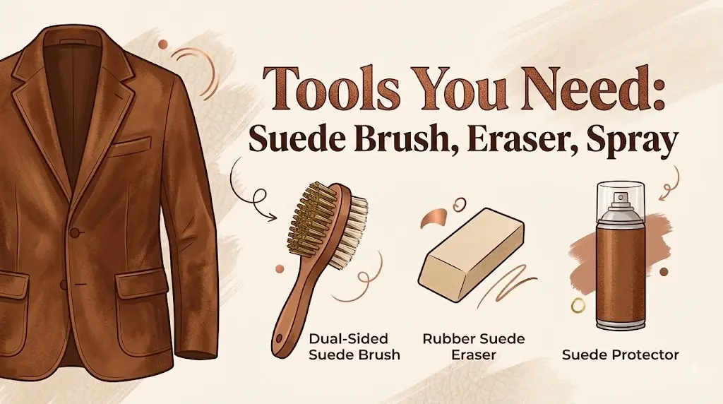 Tools You Need: Suede Brush, Eraser, Spray