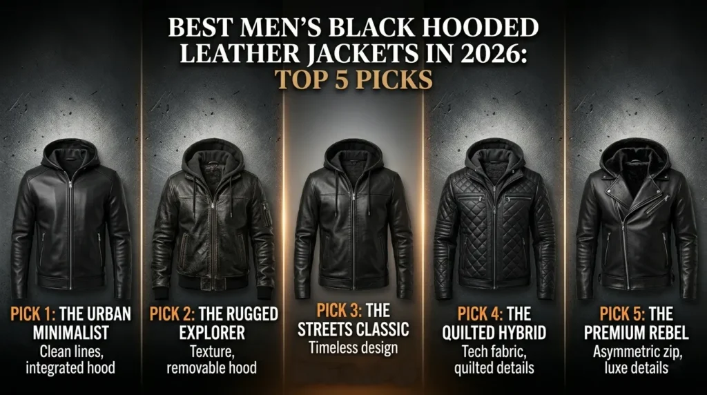 Best Men's Black Hooded Leather Jackets in 2026: Top 5 Picks